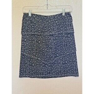 J. McLaughlin Nicola Catalina Cloth Tiered Nylon Skirt Navy Blue Speckled Sz XS